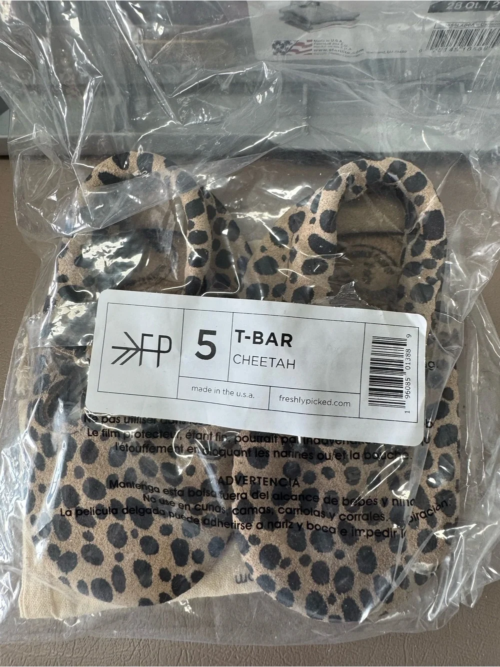 Freshly Picked Cheetah Print Baby T-Bar Moccasins - Tan & Black